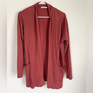 Pink Clover Open Front Cardigan - Rust